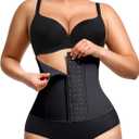 Waist Trainer for Women Latex Underbust Waist Cincher Corset, Tummy Control Corset Sport Girder Hourglass Body Shaper (Small, Black3 Rows Hooks)