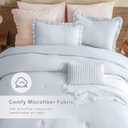 QSH Light Blue Ruffled Pillow Shams Queen Size Set of 2, Shabby Farmhouse Pillow Cases 20"x30", Boho Chic Bedding Pillow Covers Queen Ultra Soft and Breathable Microfiber Pillow Sham