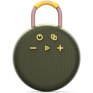 Musibaby Rugged Mini Clip-On Speaker BT 5.3, Waterproof Build, Shock-Resistant Rubber Shell, Great for Camping Packs, College Study Corners, or Travel Bags (Green