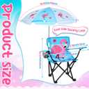 Outdoor Toddler Camping Chair with Umbrella Foldable Beach Chairs with Safety Lock for Kids Waterproof Lawn Kids Folding Chair for Outside Beach Travel(Flamingo)