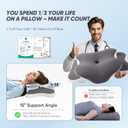 Ergonomic Cervical Pillow for Neck Pain Relief, Gray 62*35*13cm | Dual-Height Contour, Neck Shoulder Support, Medium Memory Foam, Cooling Pillowcase, for Side Back Stomach Sleepers