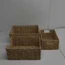 Vagusicc Wicker Basket, Set of 3 Hand-woven Storage Baskets for Organizing, Water Hyacinth Wicker Storage Basket Bins with Handles, Small Toilet Paper Storage Baskets for Shelves Pantry Baskets
