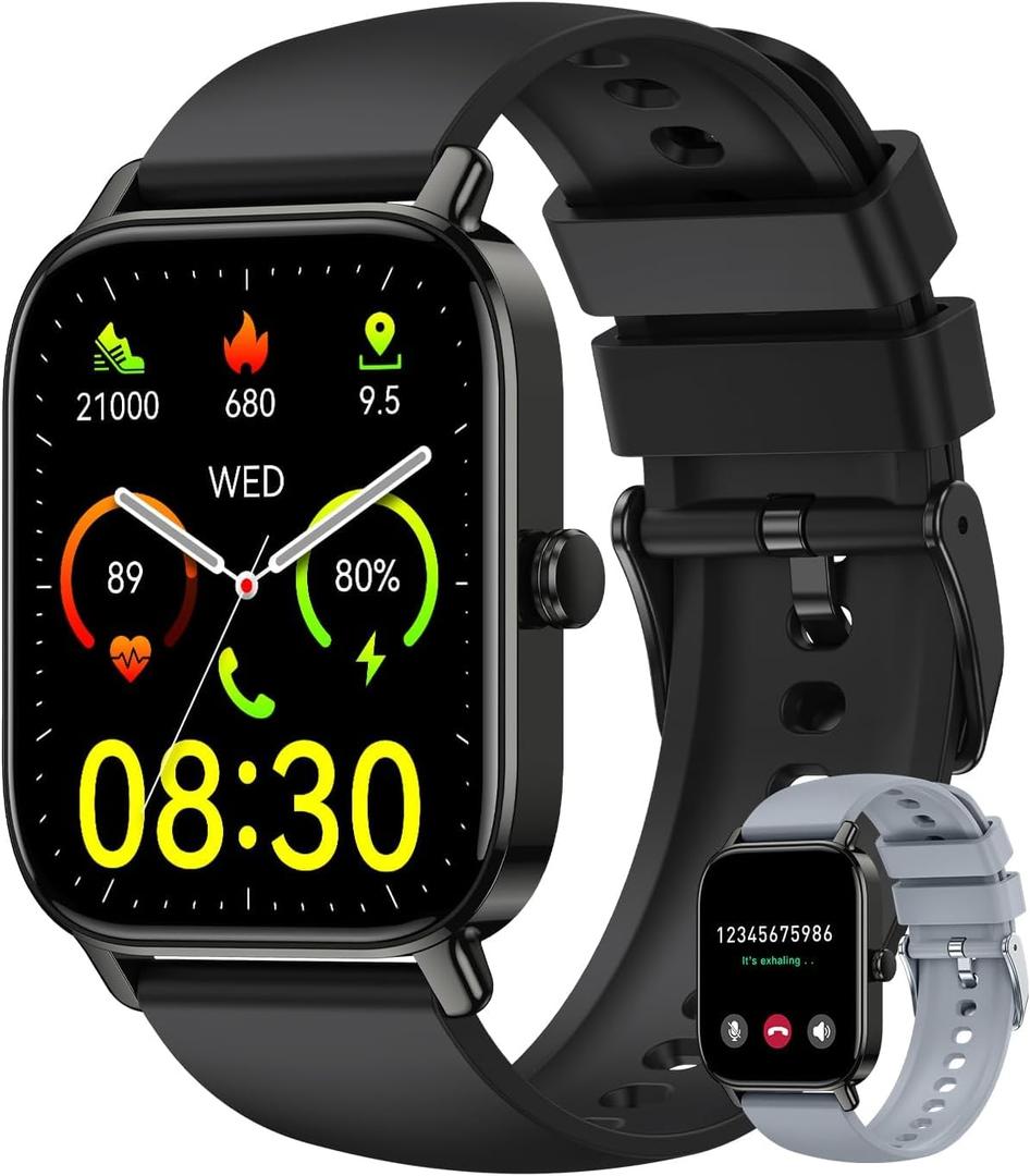 Smart Watch for Women Men Fitness: Waterproof Make Answer Call Digital Mens Watches Running Pedometer Smartwatch for Android Phone iPhone Samsung Compatible Heart Rate Monitor SpO2 Step Tracker