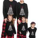 ANGELGGH Family Pajamas Matching Sets, Cute Christmas Printed 2 Piece Sleepwear, Holiday PJs Jammies for Couples/Women/Men (Women, S, Black Joy)