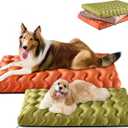 Orthopedic Dog Bed Outdoor Waterproof Dogs Crate Bed for Large Medium Small Dogs, Washable Cooling Dog Bed Mat with Removeable Cover & Memory Foam36" x 27", Green