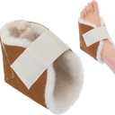 1 Pcs Heel Protector for Pressure Sores Boot Sheepskin Heel Pad Soft Foot Cushions Pad Adjustable Foot Pillows with Securing Strap for Protect Feet Ankle Pressure Bed Sores(Light Khaki)
