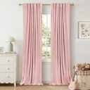 100% Blackout Shield Linen Blackout Curtains for Bedroom 84 Inches Long, Back Tab/Rod Pocket Living Room Drapes, Thermal Insulated Blackout Curtains 2 Panels Set, 50" W x 84" L, Baby Pink