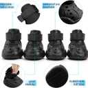 Dog Shoes, Dog Sandals for Hot Pavement, Non-Slip Waterproof Dog Booties for Winter Snowy Day and Summer, Adjustable Straps Easy-Clean Beach Outdoor Pet Boots Rugged Sole-4Pcs Black, Size 5:（2.36''x1.89'')(L*W)