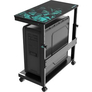 EUREKA ERGONOMIC PC Stand Computer Cart, Height Adjustable Tower Stand 2-Tier Suit for ATX Case Printer, Metal Rolling Cart on Wheels for Gaming Home Office, Black