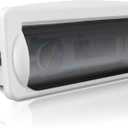 PYLE Water Resistant Marine Stereo Cover - Smoke Colored Heavy Duty Boat Radio Protector Shield with Flip-up Door & Spring Loaded Release - Mounting Gasket Included - Pyle PLMRCW2,White