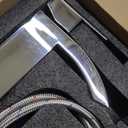 CREA Waterfall Bathroom Faucet 1 Hole Single Handle Brushed Nickel Stainless Steel Modern Basin Mixer Tap 3 Hole Deck Plate RV Vanity(Pop Up Drain/cUPC Supply Line)