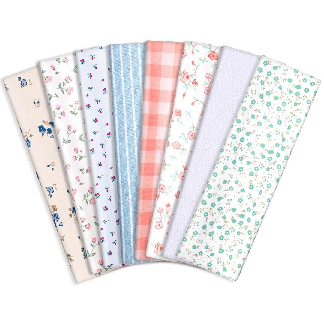 Obeoby Floral Headbands for Women, Stripe Hairbands Non Slip Cotton Sports Hair Bands for Women's Hair Stocking Stuffers for Teen Girls