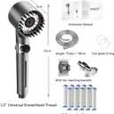 Filtered Shower Head with Handheld & High Pressure - Ion Drops Shower Head with 75" Stainless Hose for Hard Water | 3 Spray Modes Shower with 10 Replaceable Filters
