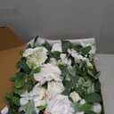 Ling's moment 2PCS Artificial Floral Swags Centerpieces Wedding Arch Flowers White Rose Garland Greenery Arrangements for Sweetheart/Head Table Easel Wall Entryway Board Backdrop Decor Wht-sage