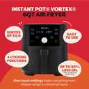 Instant Pot Vortex 6QT XL Air Fryer, 4-in-1 Functions that Crisps, Roasts, Reheats, Bakes for Quick Easy Meals, 100+ In-App Recipes, is Dishwasher-Safe, from the Makers of Instant Pot, Black