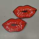 2 Pcs Valentines Day Lips Decor Kisses Sign Valentines Decor Indoor Galentines Day Decoration Wood Tiered Tray Decors for Wedding Anniversary Home Table Decoration, 6.3 x 3.5 x 0.47 Inch(Red)