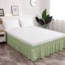 Toodou Easy to Install Wrap Around Bed Skirt Three Fabric Sides Elastic Dust Ruffled 16 Inch Tailored Drop, Fade Resistant-Sage Green, Twin/Twin XL