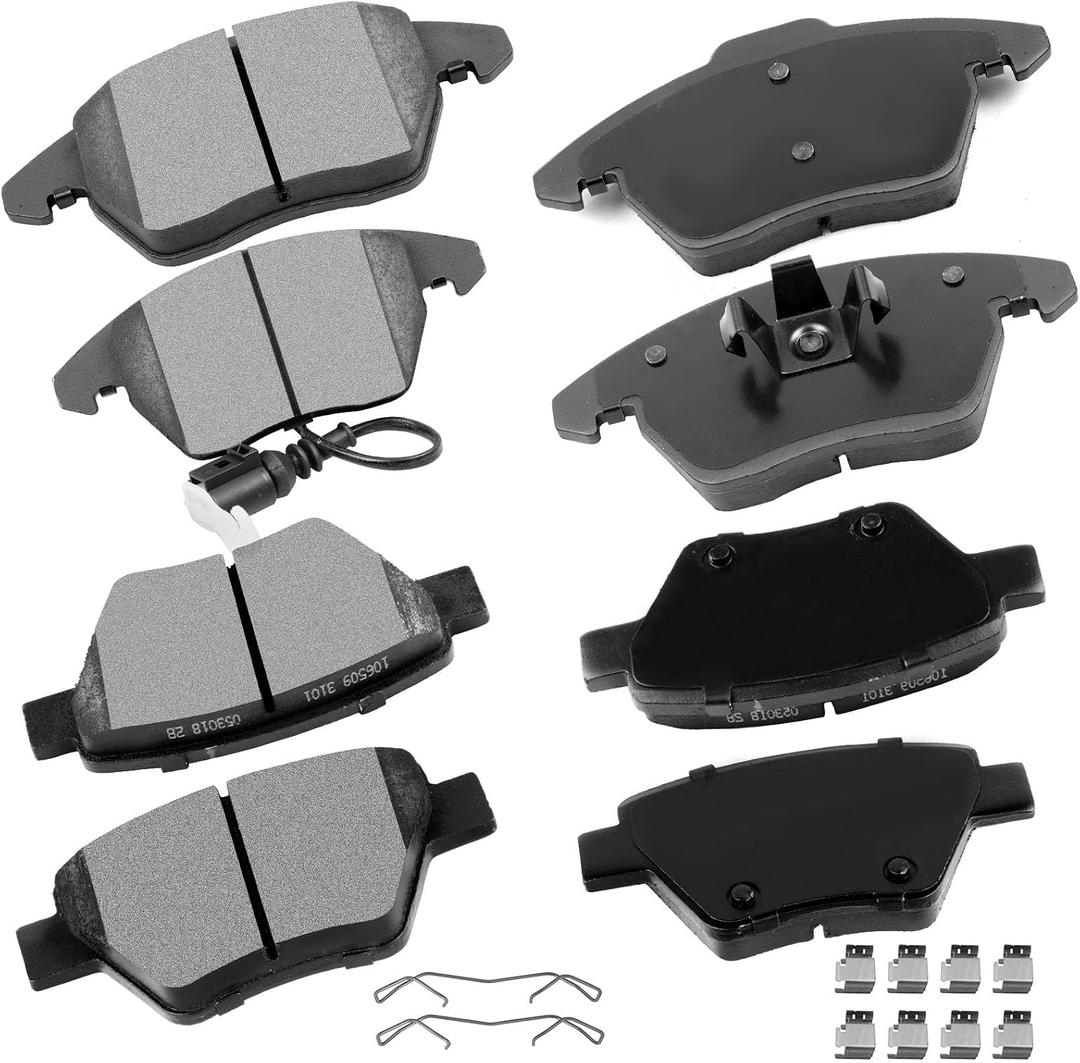 cciyu D1107 D1456 Ceramic Front Rear Disc Brake Pad Set Fit For 10-12 For Audi A3,10-12 For Audi A3 Quattro,For Volkswagen TYPE 1/Eos/Golf/GTI/Jetta,8pcs