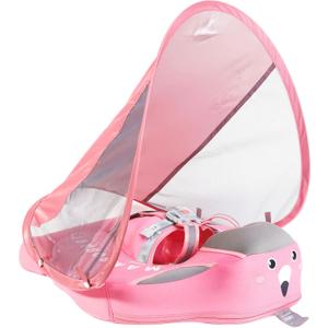 Baby Floats for Pool with Canopy Removable Sun Protection Canopy Mambobaby Float Non Inflatable Upgrade Add Tail Avoid Flip Waterproof Skin-Friendly Infant Swim Float 3-24 Months