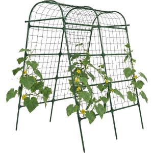 Garden Arch Trellis for Climbing Plants Outdoor, 7 Ft Tall Cucumber Trellis for Raised Bed, Metal Archway Arbor Trellis Support for Vegetables Beans Squash Peas Grape Vines Flowers