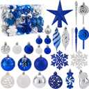 130 Pcs Christmas Ball Ornaments, Christmas Tree Decoration Set Red Christmas Ball Shatterproof Hanging Ornament Decorations for Christmas Tree, Wreaths, and Outdoor Displays(Blue)