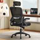 Ergonomic Office Chair,Mesh Office Chair with Lumbar Support,High Back Desk Chair with Flip-up Arms,400 lbs Big and Tall Computer Chair with Headrest,Comfy Desk Chairs, Standard, 19.7"D x 26"W x 52"H