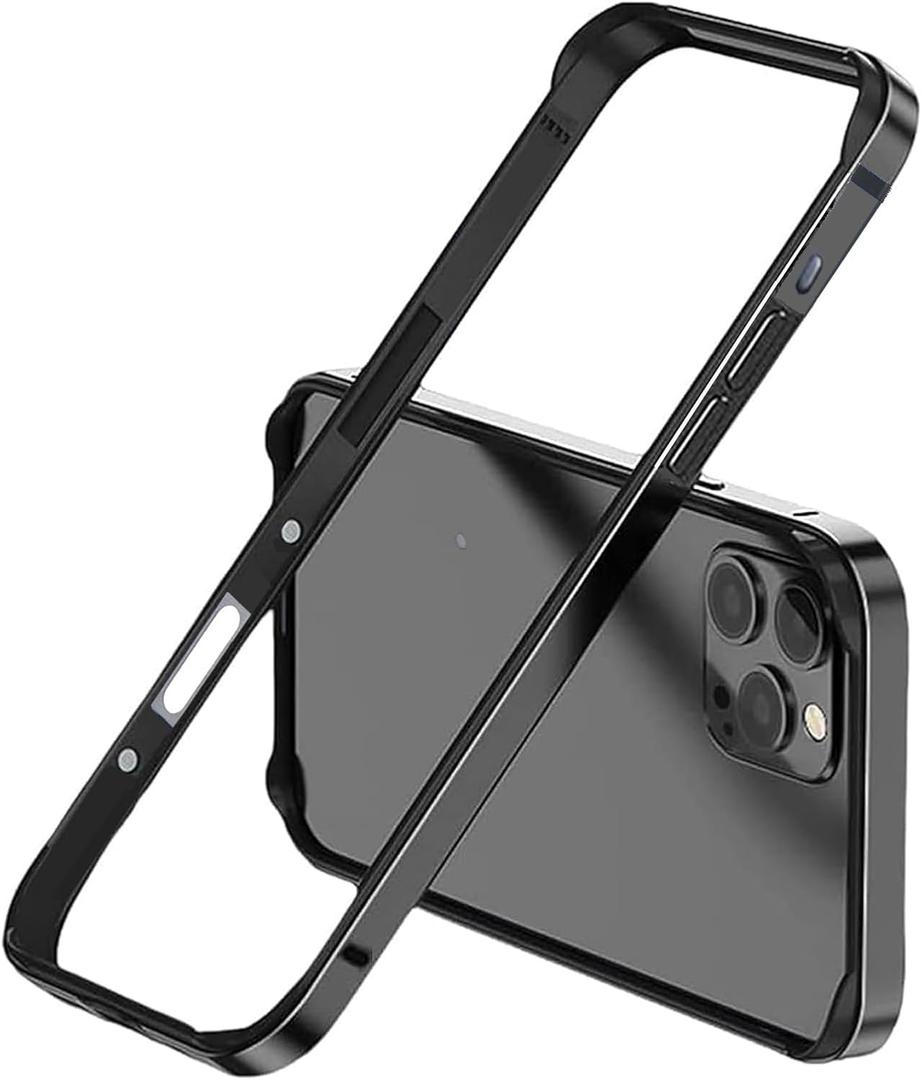 New Aluminum Frame Metal Bumper Frame Slim Hard Case Cover for iPhone16 Pro, Metal Frame with Soft Inner Bumper, Raised Edge Protection (Black, for iPhone16 Pro)