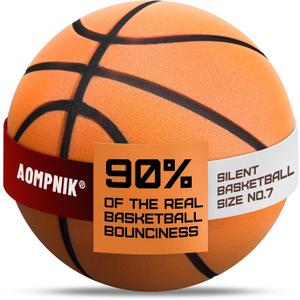 Silent Basketball Size 7- Grooved Dribble Dream Silent Basketball, Pro PU Form Indoor Ball for Training Home & Indoor Activities. Real Feel Higher Bounce Quieter. (Orange)