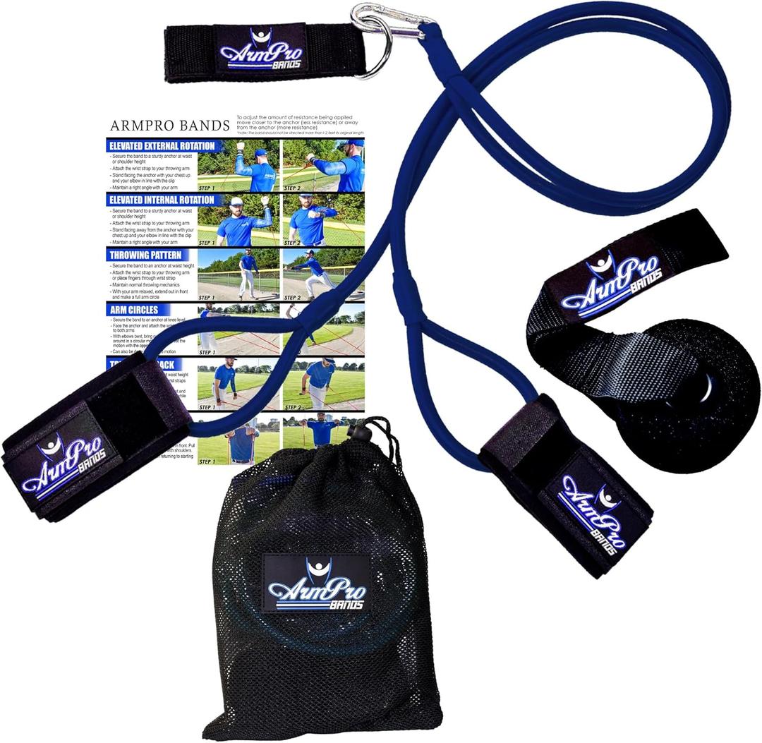 Arm Pro Bands Baseball Softball Resistance Training Bands - Arm Strength, Pitching and Conditioning Equipment,  (Youth, Advanced, Elite), Anchor Strap, Door Mount