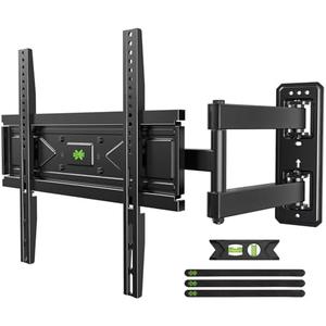 USX MOUNT Corner TV Wall Mount for 26-60 Inch TVs up to 80 lbs, Single Articulating Arm, Full Motion TV Wall Mount Bracket with Swivel and Tilt, Max VESA 400x400mm Black