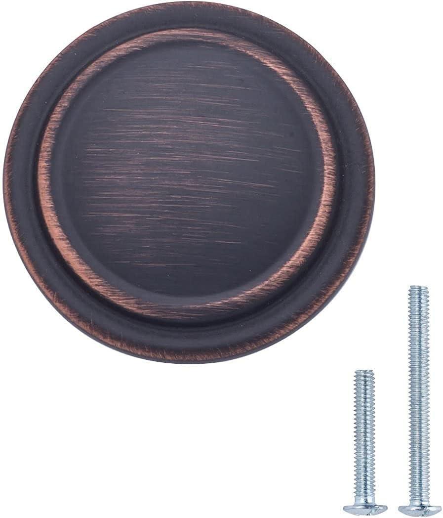 Amazon Basics Straight Top Ring Cabinet Knob, 1.25-inch Diameter, Oil Rubbed Bronze, 5-Pack