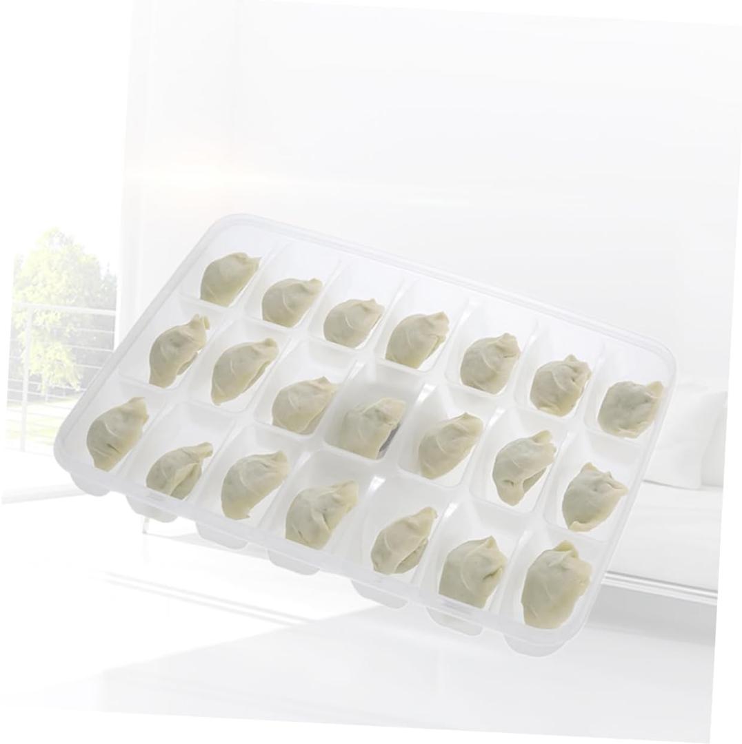 BESTonZON Dumpling Storage Box, Food Storage Containers with Lids, Reusable 21 Grid Dumpling Box Bins Holder with Lids for Refrigerator, Good Sealing Stackable Food Containers for Kitchen and Fridge