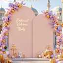 7.2FT 6FT Arch Backdrop Cover for Wedding, Set of 2 Stretchy Spandex Fitted Arch Stand Cover for Baby Shower, Birthday Party Decor, Chiara Backdrop Cover with Double-Sided Design(Dusty Pink)