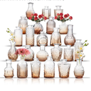 Glass Bud Vase Set of 24, Small Flower Vases, Glass Vases for Centerpieces, Vintage Home Table Decorations Bud Vases (24 Pcs, Amber)