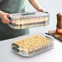 Food Storage Containers with Lids, Plastic Cookie Storage Containers Airtight, 4-Layer Stackable Food Containers Dumpling Storage Box Cookie Carrier, Green