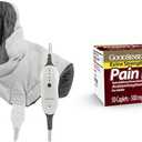 Sunbeam Neck Heating Pad & GoodSense Extra Strength 500mg Acetaminophen Caplets 50 Count Pain Relief Bundle (19 inches)