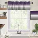 Windows Valances Curtain Purple and Grey Ombre Kitchen Valances Rod Pocket Gradient Gradual Color Modern Window Treatment Short Topper Curtains for Kitchen Bathroom Living Room 1 Panel,54 x 18 inch