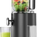 Cold Press Juicer, 5.4" Wide Feed Chute Juicers with 350w Power Motor, Slow Masticating Juicer Machine with High Juice Yield for Whole Vegetables & Fruits, Easy to Clean, Black Gray