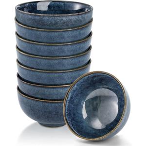 ZOOFOX Set of 8 Small Bowls, 10 Ounce Ceramic Bowls for Side Dishes, Reactive Glazed Serving Bowls for Rice, Cereal, Ice Cream, Condiments, Snacks