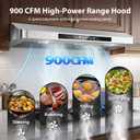 Tieasy 42 Inch Under Cabinet Range Hood, 900 CFM Smart Kitchen Vent Hood with Voice/Gesture/Remote/Touch Control, Dual Motor Stove Hood with 4-Speed, LED Lights, Works with SmartLife, Google & Alexa