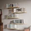 5 Tier Book Shelf,36 inch Long Floating Shelf for Wall,Nature Large Bookcase with Heavy Duty Brackets,Bookshelf for Living Room