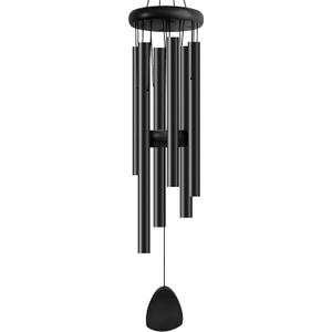 Large Aluminium Wind Chimes 37 Inches to Create a Zen Atmosphere Suitable for Outdoor, Garden, Patio Decoration. Classic Wind Chimes with Wind Catcher as a Gift for Unisex(Whole Black)