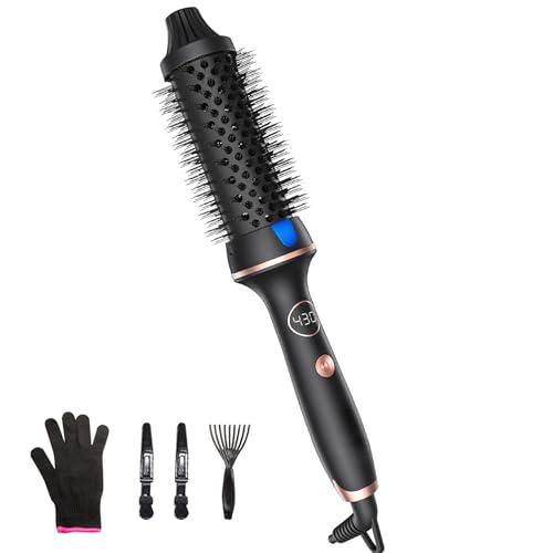 Thermal Brush for Blowout Look, Volumizing 1.5 Inch Heated Round Brush for Curl, Ionic Curling Iron Wand, Light Black