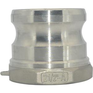 VARMHUS Female Pipe Threads x 2-1/2" Type A Trash Pump Adapter Male Camlock,Type A Cam and Groove Hose Fitting,Stainless Steel 316