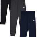 Hind Boys Sweatpants 3 Pack Jogger Pants for Kids in Fleece and Tricot (10-12, Black Charcoal Eclipse)