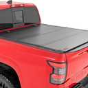Rough Country Hard Tri-Fold Flip Up Truck Bed Tonneau Cover for Nissan Frontier (2005-2021) - Fits 5' (60") Bed, Weather-Resistant. Flush Aluminum Panels