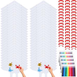 Libima 100 Pcs DIY Blank Kites for Kids Bulk Large Kite Making Kit Easy to Fly Set Party with Watercolor Pens and String Decorating Coloring Party Set for Craft Outdoor Games (Butterfly)