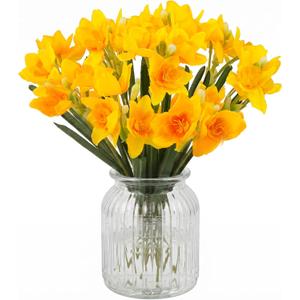 Hananona 10 Pcs Artificial Daffodils Flowers Narcissus Faux Spring Flowers Fake Silk Daffodil Flower Arrangement for Indoor Outdoor Home Wedding Decor (10, Yellow)