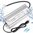 LED Driver 400W 24V Power Supply, IP67 Waterproof Low Voltage Transformer, AC 90-140V to DC 24V 16.6A Converter with 3-Prong Plug 3.3 Feet Cable for Outdoor LED Lights, Industrial, Computer