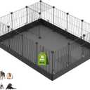 LANGXUN 16pcs Small Animal Pet Playpen with Door & Waterproof Mat, Rabbit Guinea Pig Cage, Puppy Kitten Playpen | Indoor & Outdoor Portable Metal Wire Yard Fence 13x13in